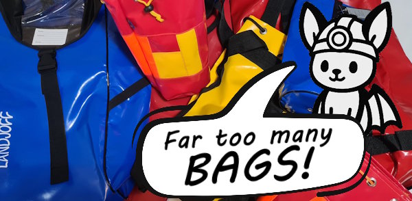 Far too many caving tackle sacks and bags